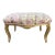 1990's French Louis XVI Gilt Ottoman Bench – Pink Tufted Damask Upholstered Seat For Sale