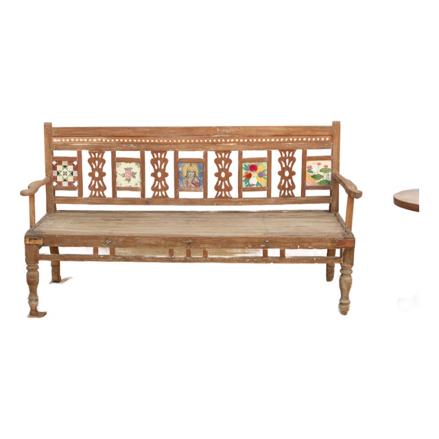 Antique Indian Raj Teak Bench For Sale