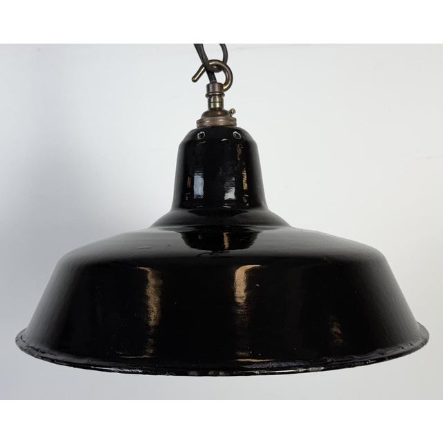 Industrial Black Enamel Factory Pendant Lamp, 1960s For Sale - Image 6 of 16