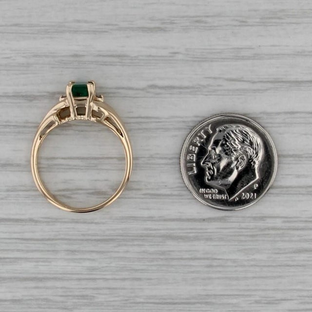 1970s 0.51ctw Emerald Cut Emerald Diamond Ring 14k Yellow Gold Size 5.5 For Sale - Image 4 of 8