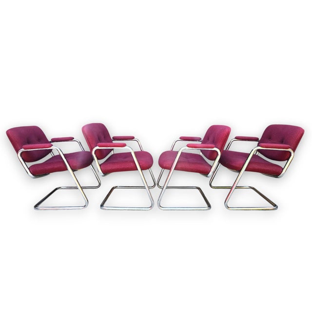 Mid-Century Modern 4 Mid Century Cantilevered Chairs For Sale - Image 3 of 10