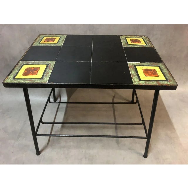 Mid-Century Modern Ceramic and Iron Coffee Table, 1950s For Sale - Image 3 of 8