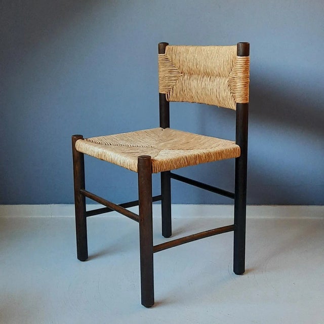 Mid-Century Modern Wooden Chair with Rush Seat and Backrest, 1970s For Sale - Image 3 of 8