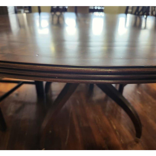 Wood American Drew Meyers Round Dining Table 426-701r Addison Cherry Walnut 60" Attributed For Sale - Image 7 of 14