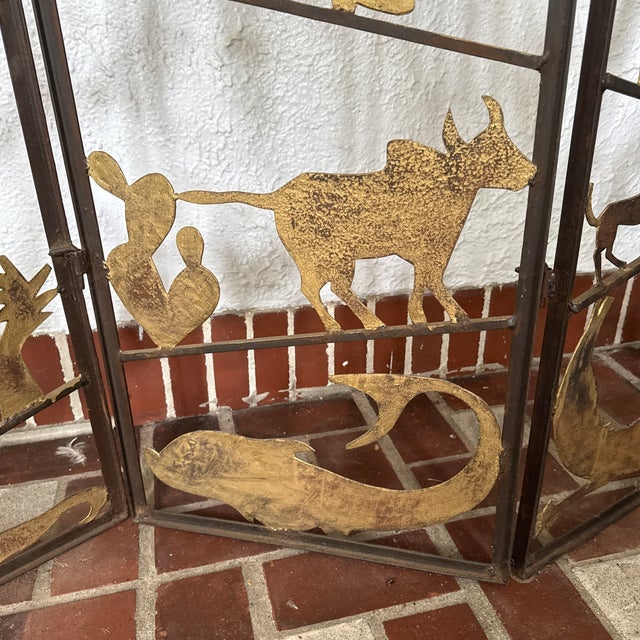 Metal A Vintage Metalwork Room Divider With Animals, Figures and Naturalistic Objects For Sale - Image 7 of 12