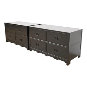 Michael Taylor for Baker Furniture Far East Collection Black Lacquered Dresser Chests, Newly Refinished