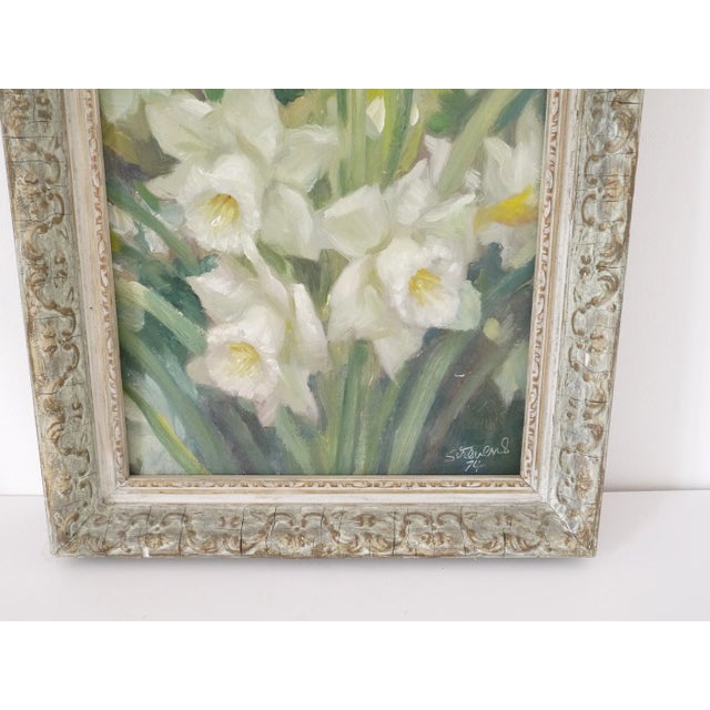 French Oil Painting of Daffodils John-Strevens For Sale - Image 4 of 8