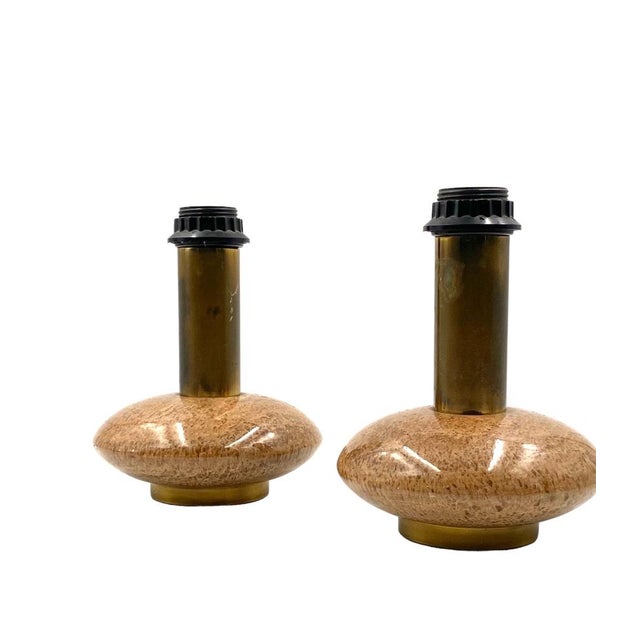 Hollywood Regency Pink Granite and Brass Table Lamps, Italy, 1970s, Set of 2 For Sale - Image 15 of 18