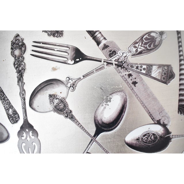 Early 21st Century Vintage Silver Decoupage Tray For Sale - Image 5 of 7