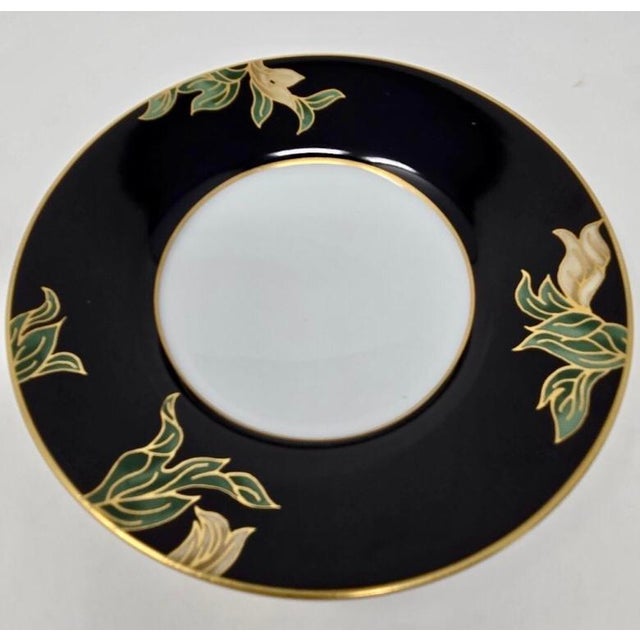 Fitz & Floyd Cloisonné Peony Ff 75, Black - Retired Collection of 4 Settings / Dinner Plates , Accent Plates and Four Cups With Saucers For Sale - Image 9 of 12