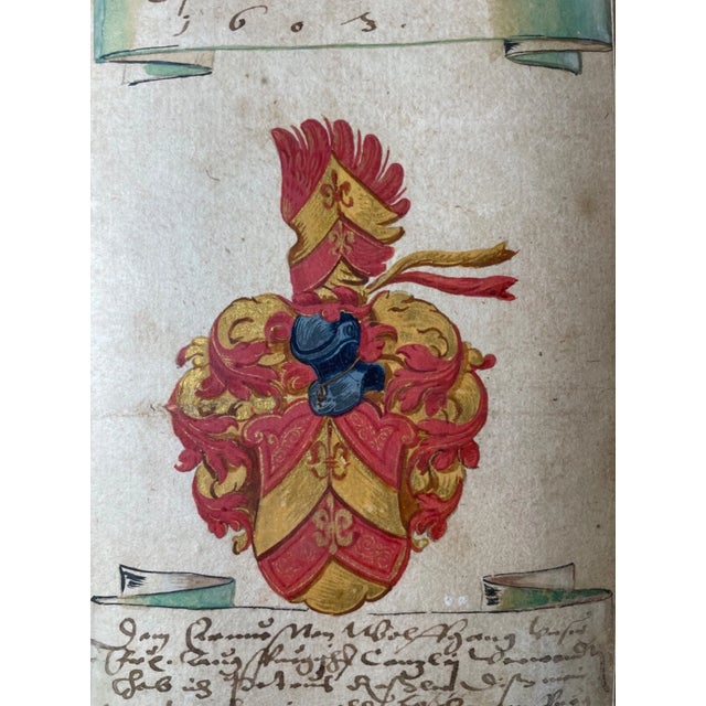 Share Antique Original 1603 Latin Armorial Coat of Arms Heraldic Painting Manuscript For Sale In New York - Image 6 of 12
