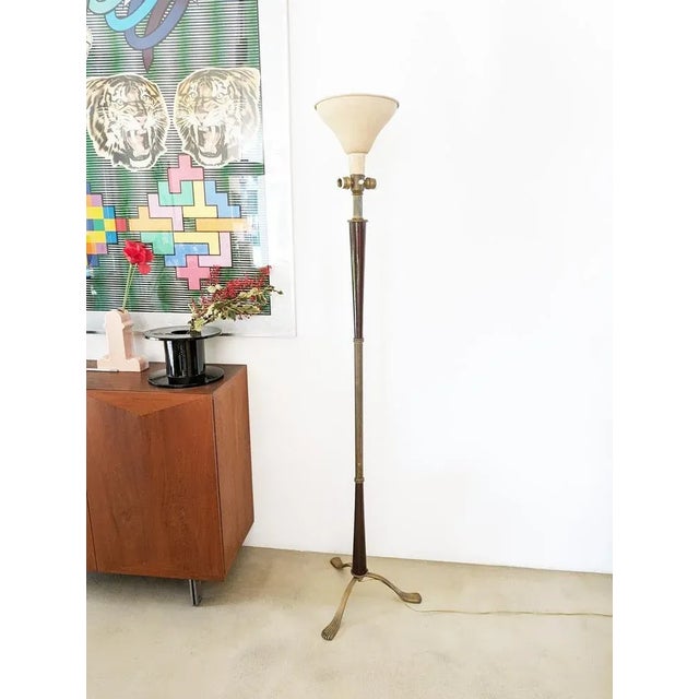 Mid-Century Modern Italian Purple Wood and Brass Floor Lamp from Arredoluce, 1940s For Sale - Image 3 of 17