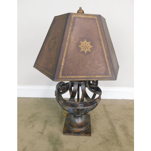 Traditional Regency Style Metal Table Lamp Possibly Maitland Smith For Sale - Image 3 of 13
