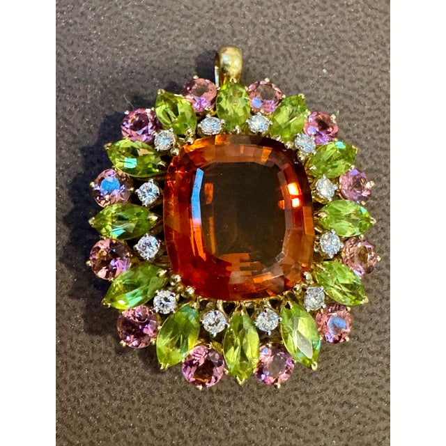 Contemporary Estate Buccellati GIA Certified Orange Citrine, Diamond Pin/Pendant 18KG 21.8gm For Sale - Image 3 of 18