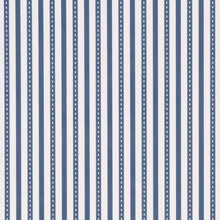Sample - Schumacher Mathis Ticking Stripe Wallcovering In Indigo For Sale