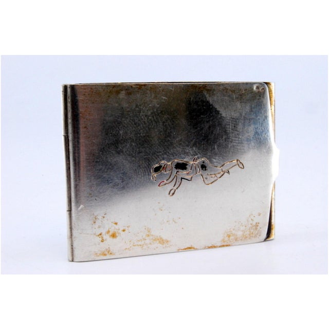 Plain Silver Matchbook with Engraved Dancer, in Good conditions. Designed 1920 to 1949