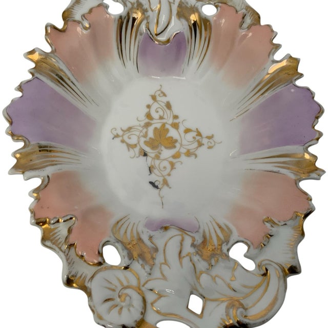 Antique Carl Tielsch C.T. Altwasser Porcelain Rococo Revival Centerpiece Bowl Made in Germany c. 1890–1910. Approximately...