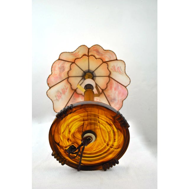 Vintage Art Deco Floral Table Lamp For Sale - Image 10 of 14
