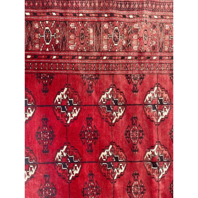 Large Mid Century Turkmen Bokhara Rug For Sale - Image 10 of 18