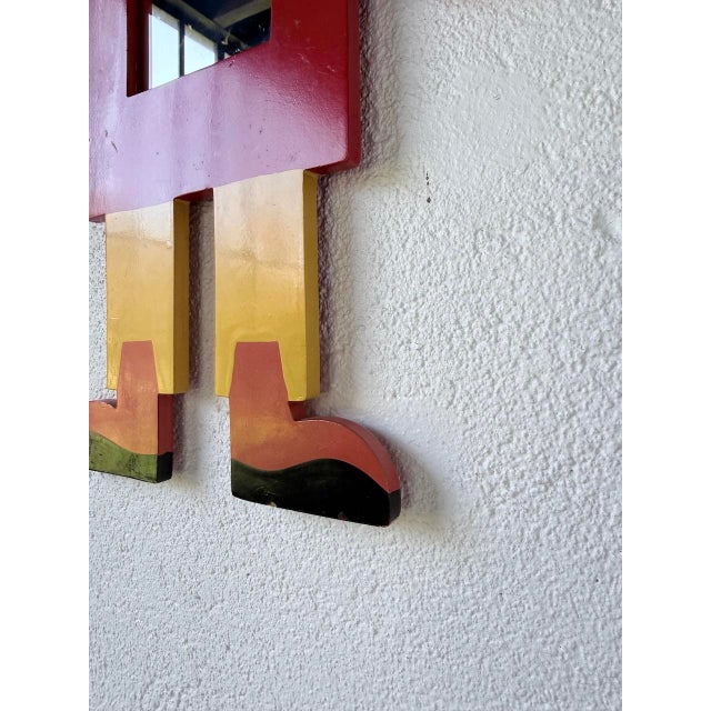 Childrens Mirror with Painted Wooden Figure, 1980s For Sale - Image 13 of 18