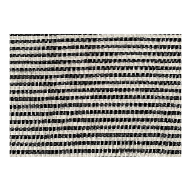 Plum Textiles Breton Ticking Charcoal Linen For Sale