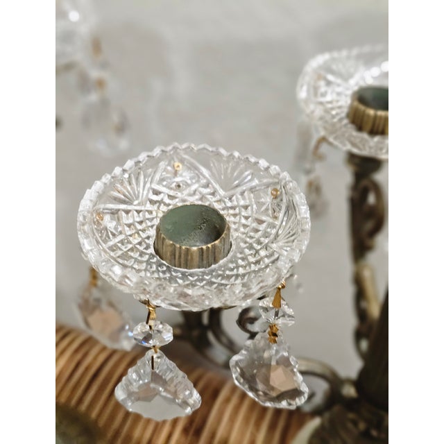 1980s Pair of Vintage 1980s Onyx & Crystal Five-Arm Candelabras For Sale - Image 5 of 7