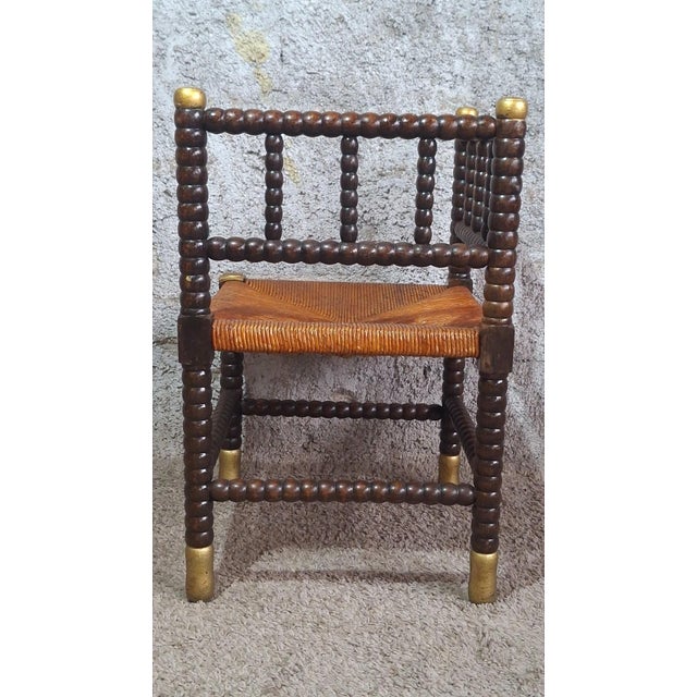 19th Century Louis XIII Style Fireside Chair in Turned Wood and Woven Rush For Sale - Image 6 of 15