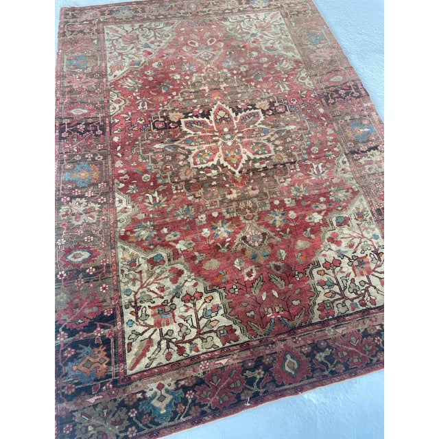 Early 20th Century Antique Ferahan with Lamb Wool Rug 3.6 x 4.11 For Sale - Image 5 of 7