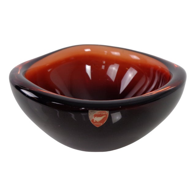 Swedish Burgundy Glass Bowl from Orrefors, 1960s For Sale