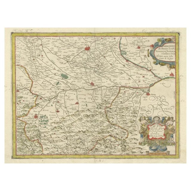 Antique map titled 'Territory of Pavia, Lodi, Novarra, Tortona, Alessandria and other neighbors of the State of Milan'....