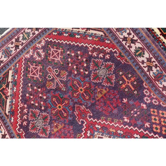 Antique Persian Joshaghan Runner With Diamond Medallions in Deep Red 3'5 X 10'6 For Sale - Image 12 of 12