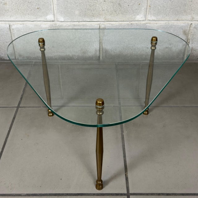 Modernist Crystal and Brass Low Table from Fontana Arte For Sale - Image 10 of 10
