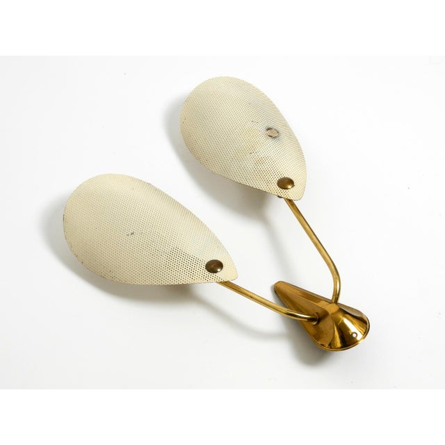 Mid-Century Modern Brass Wall Lamp with Perforated Metal Sheet Lampshades, 1950s For Sale - Image 14 of 16
