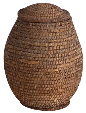Vintage Wicker Basket with Lid, 1920