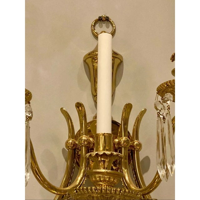 Vintage 5-Light Bronze & Crystal | Chandelier -Style Wall Sconce For Sale - Image 4 of 6
