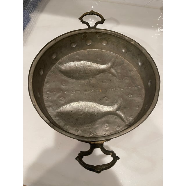 1960s Vintage Copper and Brass Mold With Raised Fish Decorations on Front For Sale - Image 5 of 10