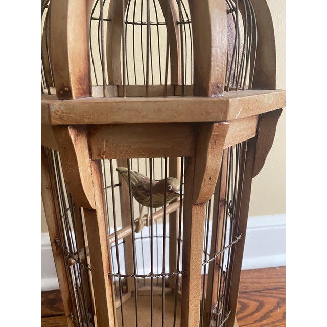 Art Deco Decorative Bird Cage With Faux Bird For Sale - Image 3 of 7