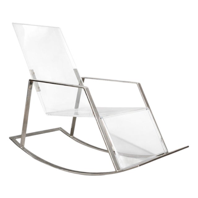 Rocking Chair in Metal and Acrylic, Unknown, 1970s For Sale