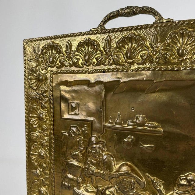 19th Century English Decorative Brass Fire Screen with Tavern Scene For Sale - Image 9 of 11