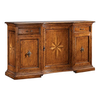 Italian Walnut Starburst Inlaid Sideboard For Sale