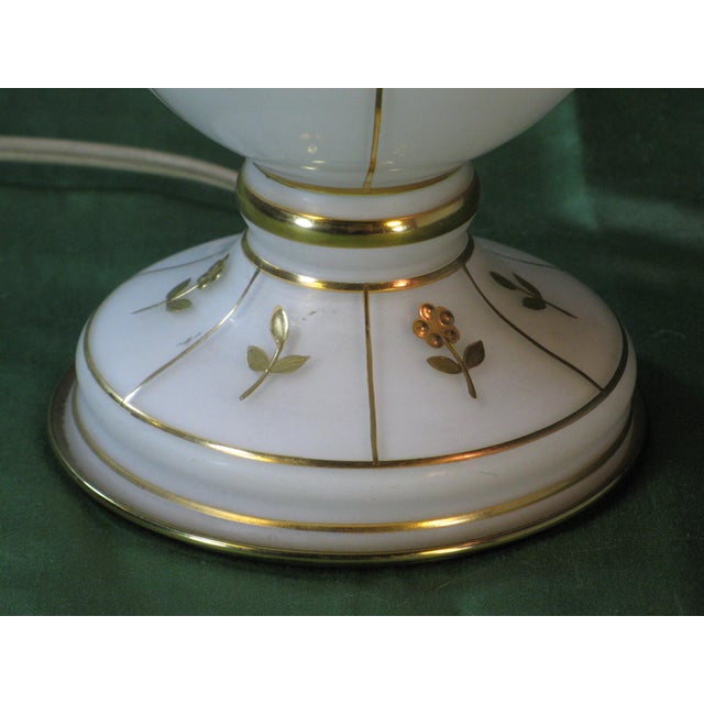 Mid 20th Century Table Lamp Frosted Glass Gold Fowers Brass Hollywood Regency For Sale - Image 4 of 11