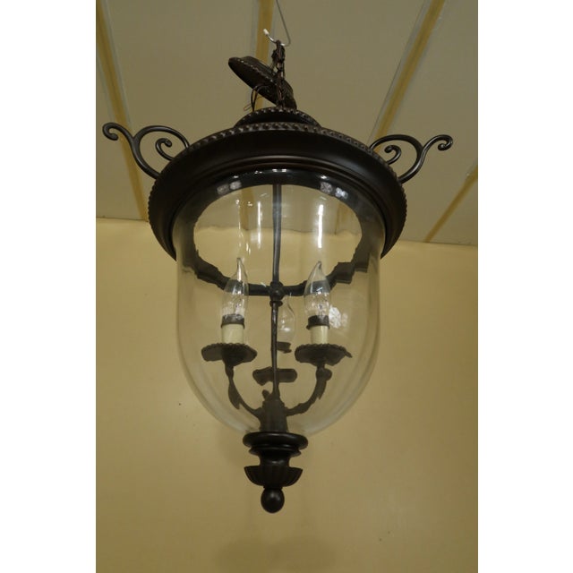 Traditional Bell Form Glass Hanging Chandelier Light Fixture For Sale - Image 3 of 6