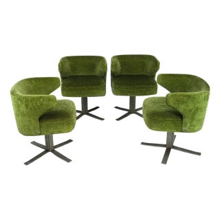 Green Swivel Poney Chairs by Gianni Moscatelli for Formanova, Italy, 1970s, Set of 4 For Sale