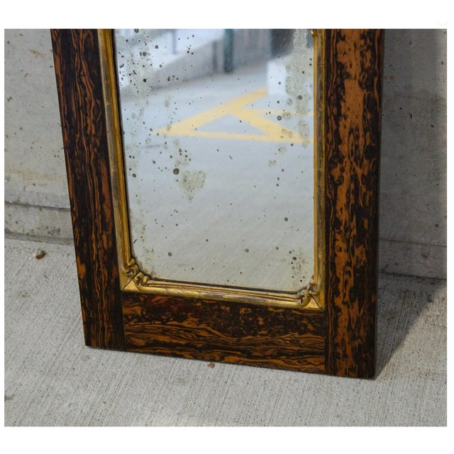 Neoclassical Antique Hand Carved Parcel Gilt Eglomisé Wall Mirror For Sale - Image 3 of 5