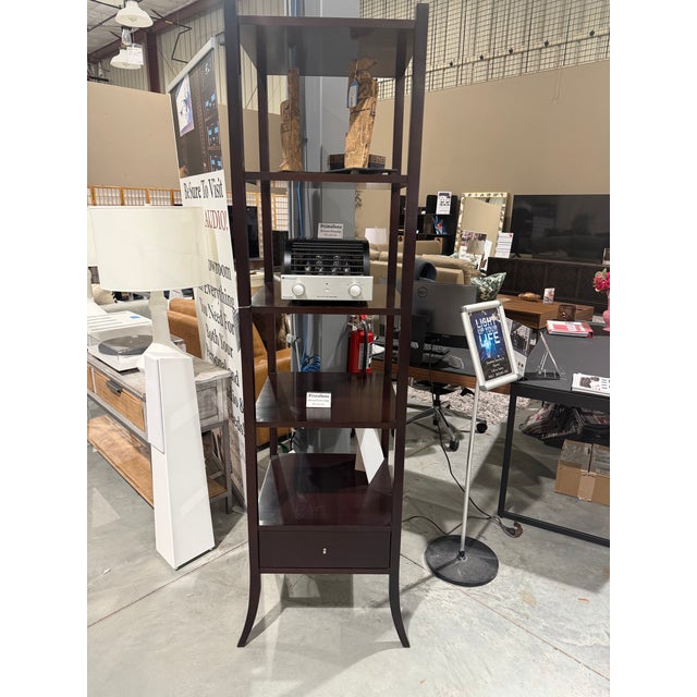 Late 20th Century Barbara Barry for Baker Mahogany Étagère With Open Shelving and Lower Drawer For Sale - Image 10 of 10