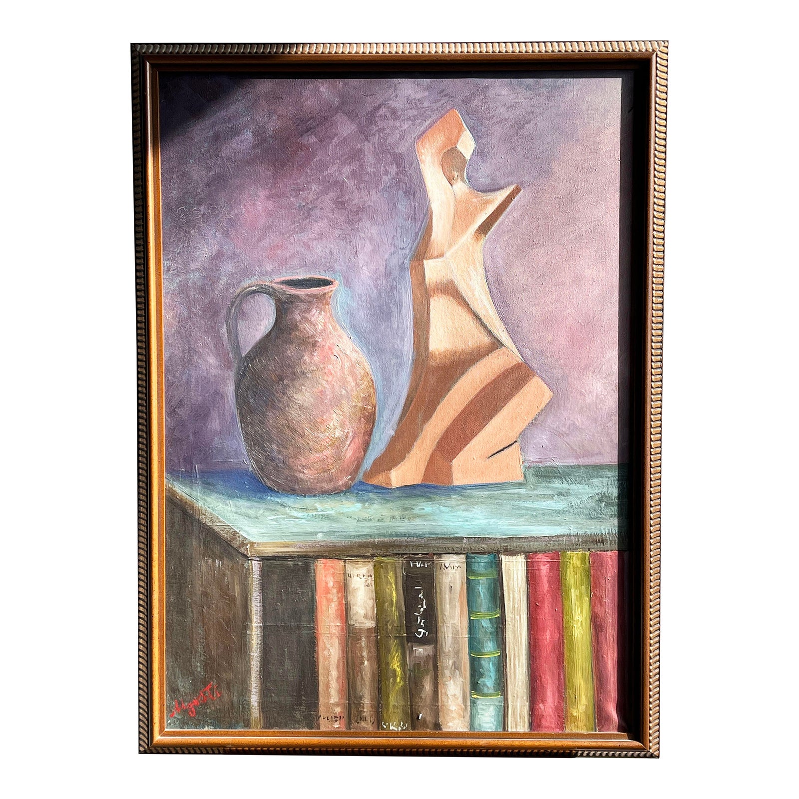 Vintage C.1978 Impressionist Oil on Canvas Still Life Painting Signed