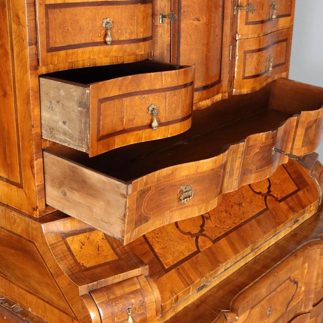 Wood Walnut and Maple Burl Trumeau with Various Wood Trim For Sale - Image 7 of 16