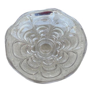 Antique American Pressed Flint Glass Compote, Scallop Pattern, Circa 1850 For Sale