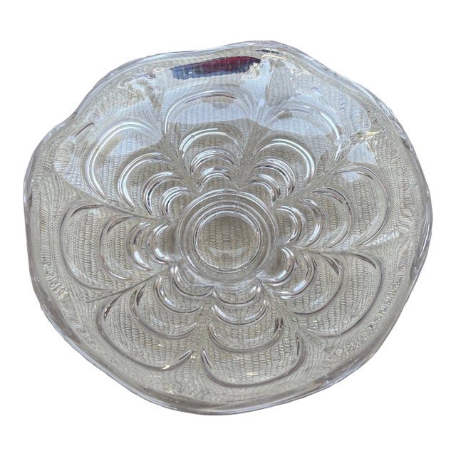 Antique American Pressed Flint Glass Compote, Scallop Pattern, Circa 1850 For Sale