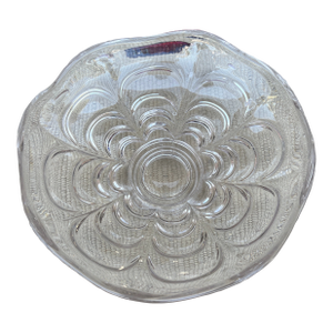 Antique American Pressed Flint Glass Compote, Scallop Pattern, Circa 1850